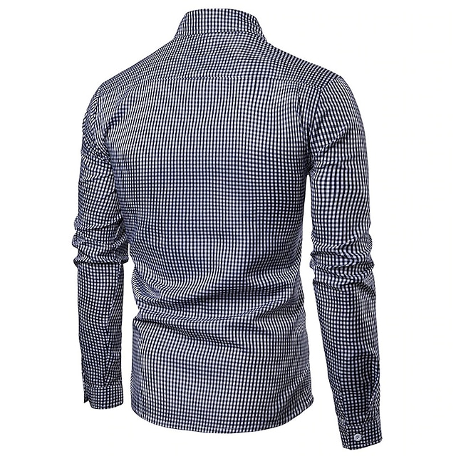 Mens Clothing Mens Shirts | Mens Shirt Plaid Turndown Street Casual Button-Down Long Sleeve Tops Casual Fashion Breathable Comfo