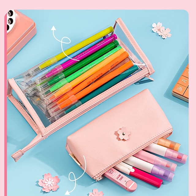 Consumer Electronics Stationery | Pencil Case Pen Pouch Marker Bag Waterproof Wear-Resistant Transparent PVC for School Office S