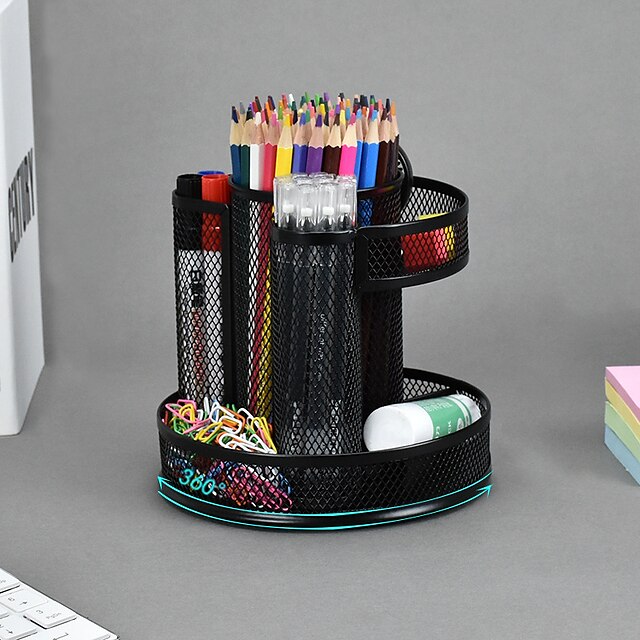 Consumer Electronics Stationery | Pen Pencil Holder Cup Big Capacity Metal for Office Business Student - KF14538