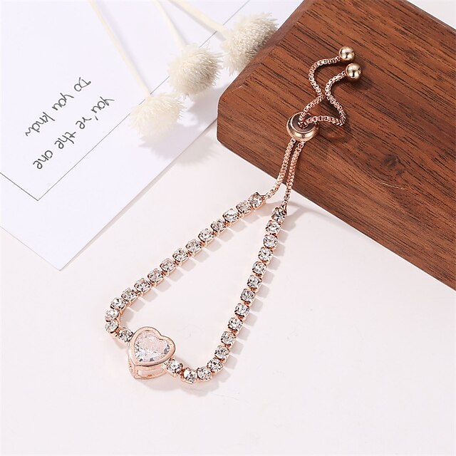 Shoes & Bags Fashion Accessories | Womens Pendant Bracelet Heart Heart Stylish Simple Alloy Bracelet Jewelry Rose Gold / Gold / 