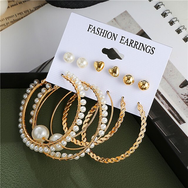 Shoes & Bags Fashion Accessories | 6 Pairs Earrings For Womens Gift Daily Date Gold Plated Classic Fashion - SZ98734