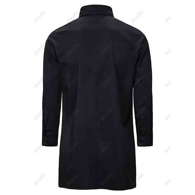 Mens Clothing Mens Shirts | Mens Shirt Solid Color Turndown Street Casual Button-Down Long Sleeve Tops Casual Fashion Breathable