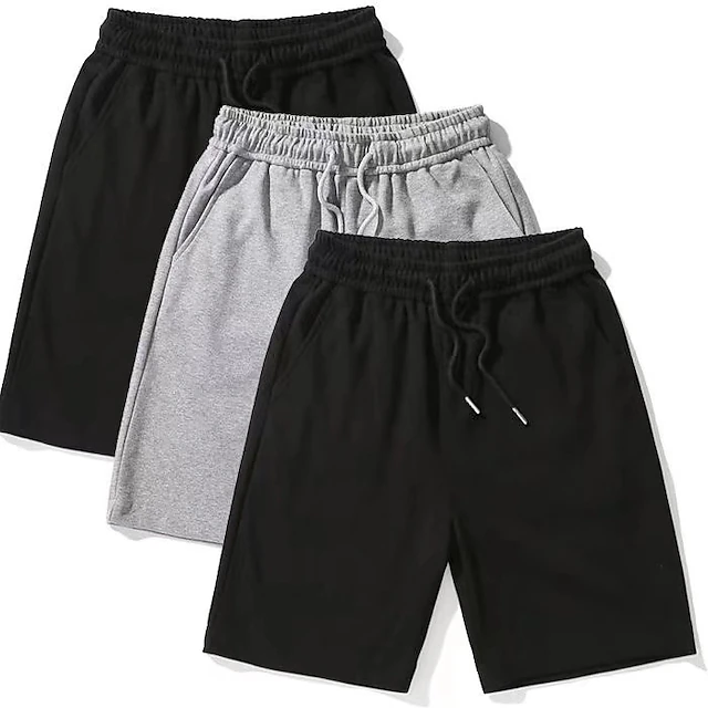 Men's Sweat Shorts Baggy Shorts Solid Color Breathable Soft Short ...