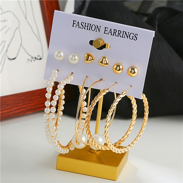 Shoes & Bags Fashion Accessories | 6 Pairs Earrings For Womens Gift Daily Date Gold Plated Classic Fashion - SZ98734