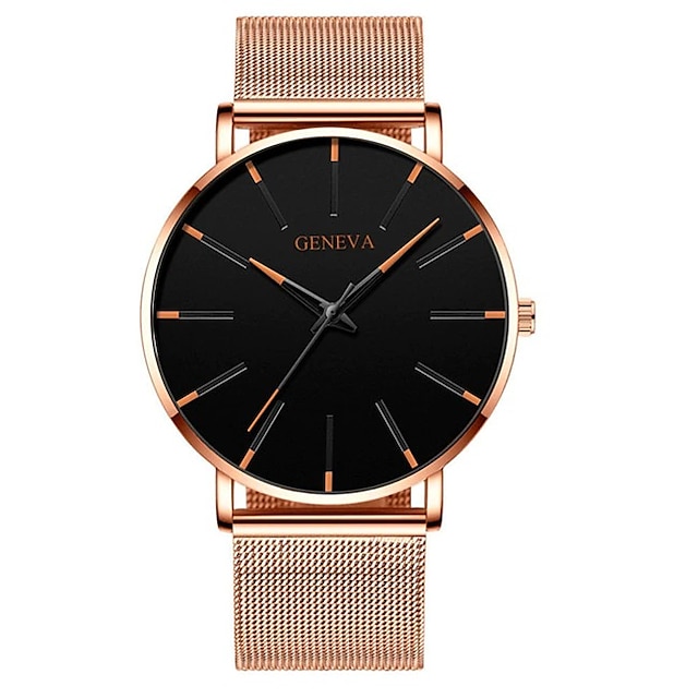 Geneva Quartz Watch for Men Minimalist Ultra Thin Stainless Steel Watch ...