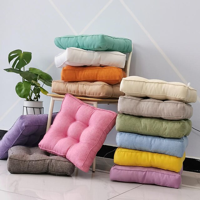  Floor Pillows Seat Cushion Colorful Stereoscopic Edging Flax Solid Color Chair Cushion Home Office Bedroom Home Use Dining Table Home Office Bedroom Home Use Chair Cushion Pink Blue Sage Green Purple