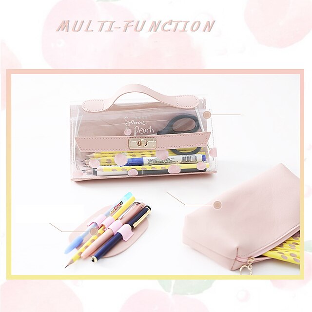 Consumer Electronics Stationery | Pencil Case Pen Pouch Marker Bag Waterproof Wear-Resistant Transparent PVC PU Leather for Scho