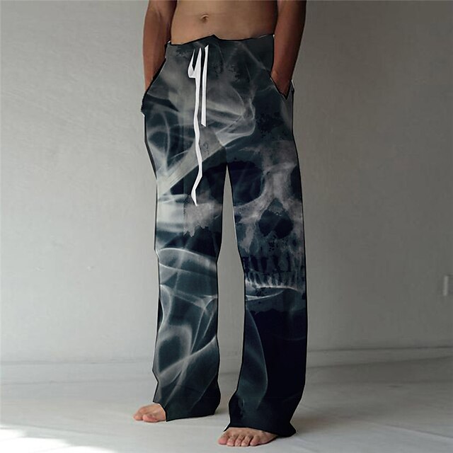 Mens Clothing Mens Bottoms | Mens Fashion Designer Straight Trousers 3D Print Elastic Drawstring Design Front Pocket Pants Casua