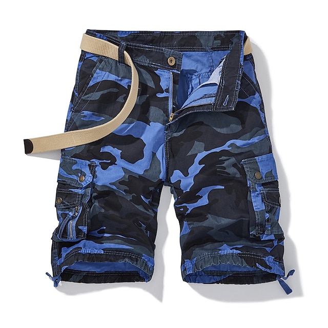  Men's Cargo Shorts Multi Pocket Camouflage Comfort Breathable Knee Length Casual Daily 100% Cotton Fashion Streetwear Blue Purple