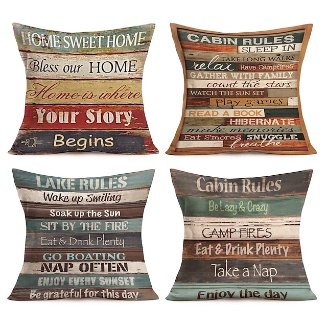 Home & Garden Home Decor | Vintage Home Double Side Cushion Cover 4PC/set Soft Decorative Square Throw Pillow Cover Cushion Case