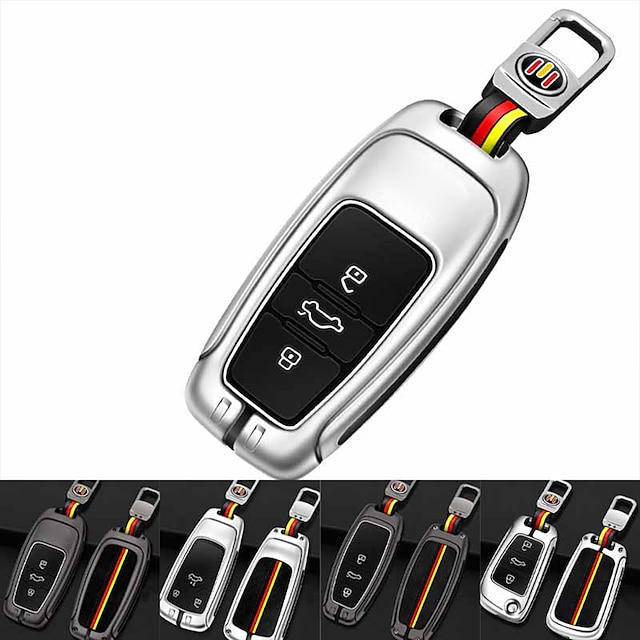  New Audi Car with Metal Silicone Key Cover Shell Remote Control Cover Car Styling Key Chain Auto Accessories Button New Car Remote Control Key Cover