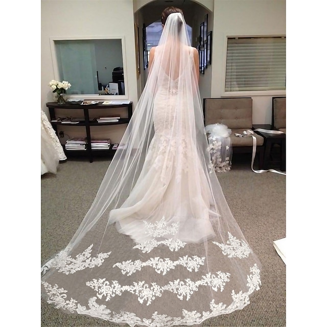  Une couche Dentelle Voiles de Mariée Voiles chepelle avec Ornement Polyester / 100 % Polyester / Voile baissant