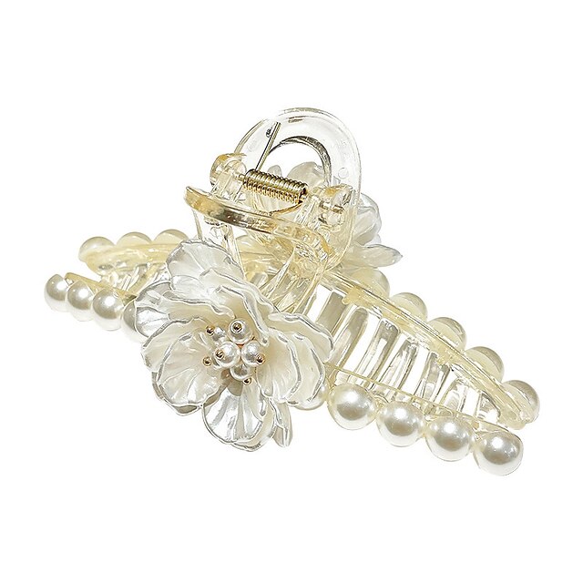 Shoes & Bags Fashion Accessories | Hair Claw Clips with Shell-based Imitation Pearl Flowers French Plastic Claw Clip Stylish Hai