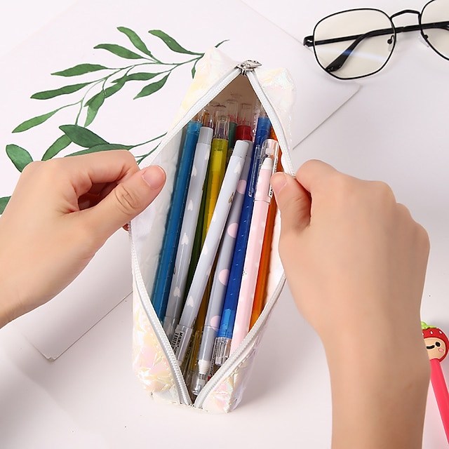 Consumer Electronics Stationery | Pencil Case Pen Pouch Marker Bag Waterproof Slim Wear-Resistant PU Leather for School Office B