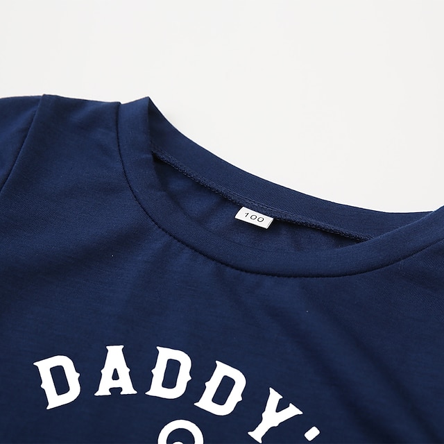 Baby & Kids Matching Outfits | Dad and Son T shirt Tee Graphic Letter Print Blue Short Sleeve Casual Tee Matching Outfits - AT64