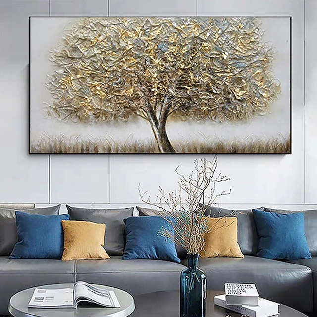 Oil Painting Hand Painted Horizontal Floral / Botanical Modern Rolled Canvas (No Frame) 6