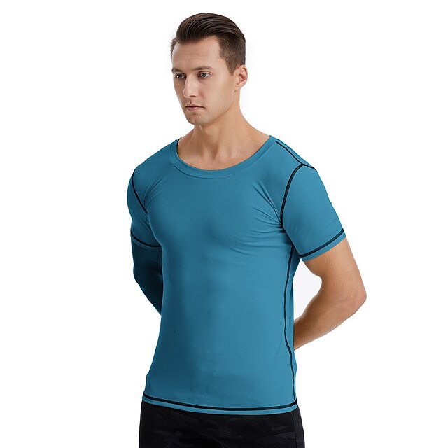 Sports & Outdoors Running, Jogging & Walking | Mens Crew Neck Yoga Top Solid Color Green White Yoga Fitness Gym Workout Tee Tshi