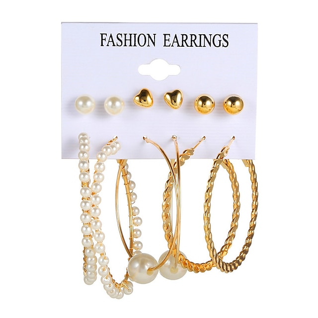 Shoes & Bags Fashion Accessories | 6 Pairs Earrings For Womens Gift Daily Date Gold Plated Classic Fashion - SZ98734