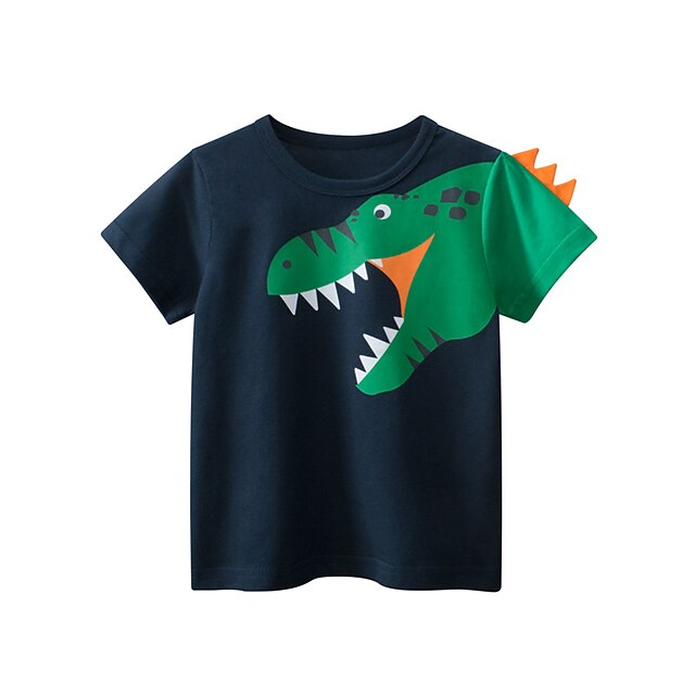 Baby & Kids Boys Clothing | Kids Boys T shirt Short Sleeve Dinosaur Royal Blue Children Tops Spring Summer Active Cool Daily Out