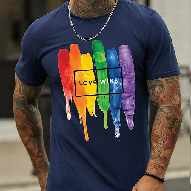  Tęczowy Czarny Granatowy Zielony Podkoszulek Zwyczajny styl Męskie Graficzny Mieszanka bawełny Koszula Codzienny Duma LGBT Koszula Krótki rękaw Wygodna koszulka Na zewnątrz Ulica Lato Odzie
