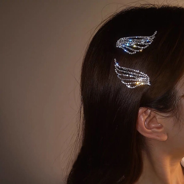  2 τεμ Γυναικεία Κλιπ μαλλιών Hair Claw Για Δρόμος Αργίες κεφάλι Ετοιμάζω τον δρόμον Στρας Κράμα Ασημί