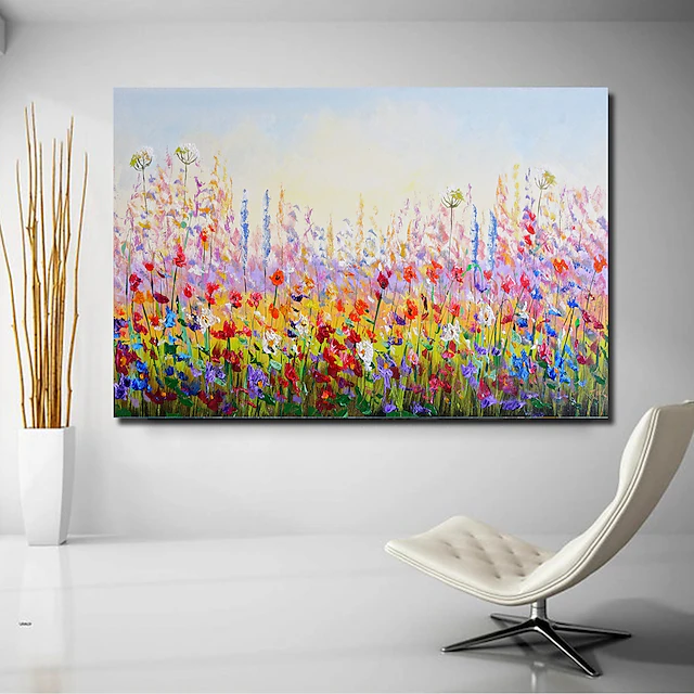 Handmade Oil Painting CanvasWall Art DecorationAbstract Knife Painting Landscape Red Flowers For Home Decor Stretched Frame Hanging Painting 11