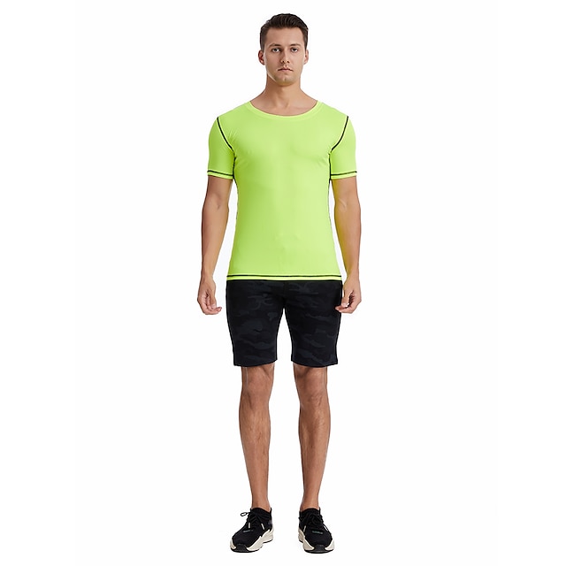 Sports & Outdoors Running, Jogging & Walking | Mens Crew Neck Yoga Top Solid Color Green White Yoga Fitness Gym Workout Tee Tshi