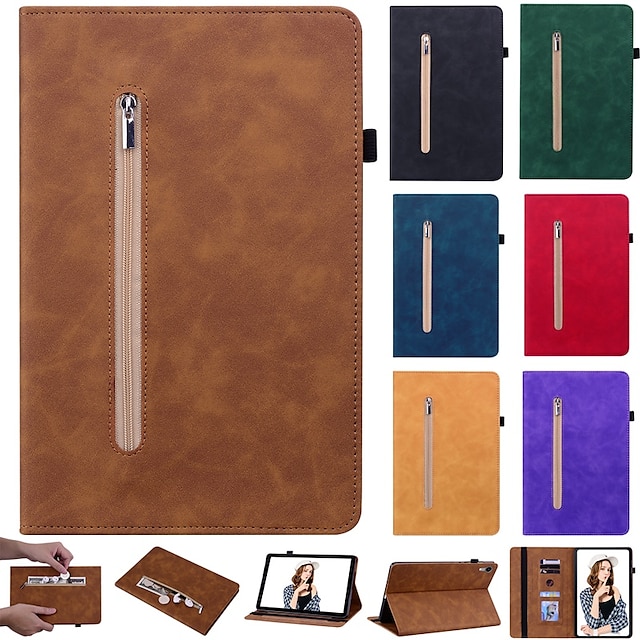  Tablet Case Cover For Apple iPad 10.2'' 9th 8th 7th iPad Air 5th 4th iPad Pro 12.9'' 5th iPad mini 6th 5th 4th Card Holder with Stand Flip Solid Colored TPU PU Leather