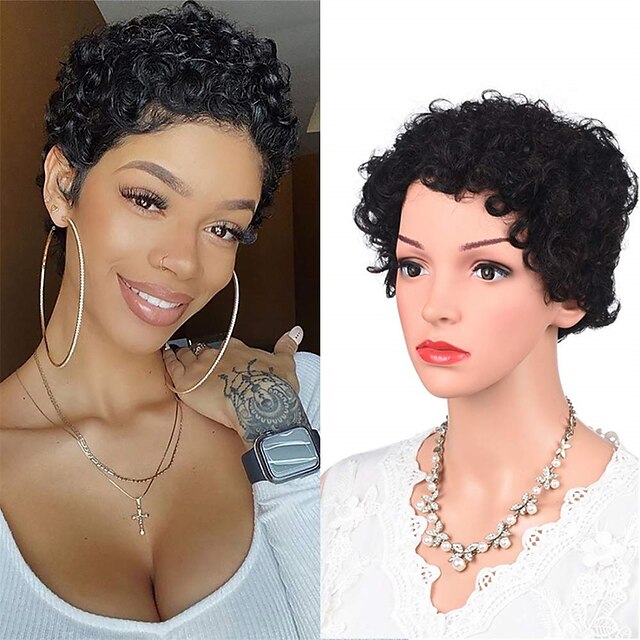 Beauty & Hair Wigs & Hair Pieces | Short Spiral Curly Hair Wig Chemical Fiber Hair Wig Elf Cut Short African Curly Hair Wig High