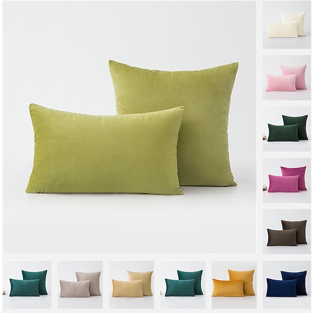  cuscini decorativi 1 pz fodere per cuscini fodera per cuscino in velluto tinta unita moderno cucitura quadrata tradizionale classico rosa blu verde salvia viola giallo