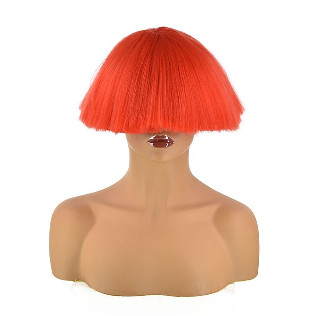 Beauty & Hair Wigs & Hair Pieces | Synthetic Wig Straight Bob With Bangs Machine Made Wig Short Green Red Synthetic Hair Womens 