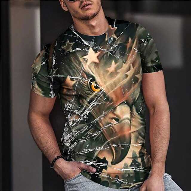 Mens Clothing Mens Tees & Tank Tops | Mens Unisex T shirt Tee 3D Print Graphic Prints Eagle Crew Neck Street Daily Print Short S