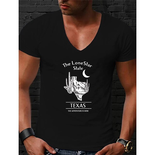 Mens Clothing Mens Tees & Tank Tops | Mens Unisex T shirt Tee Hot Stamping Graphic Prints Letter V Neck Street Casual Print Shor