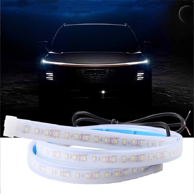  OTOLAMPARA Car Hood Daytime Running Light Strip Waterproof Flexible LED Auto Decorative Atmosphere Lamp 50W Car Ambient Backlight DC 12V Universal