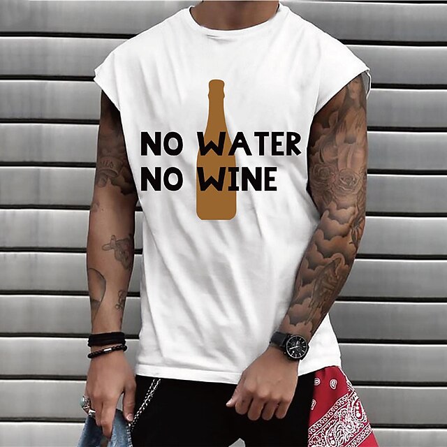 Mens Clothing Mens Tees & Tank Tops | Mens Unisex T shirt Hot Stamping Graphic Prints Beer Letter Crew Neck Street Daily Print C