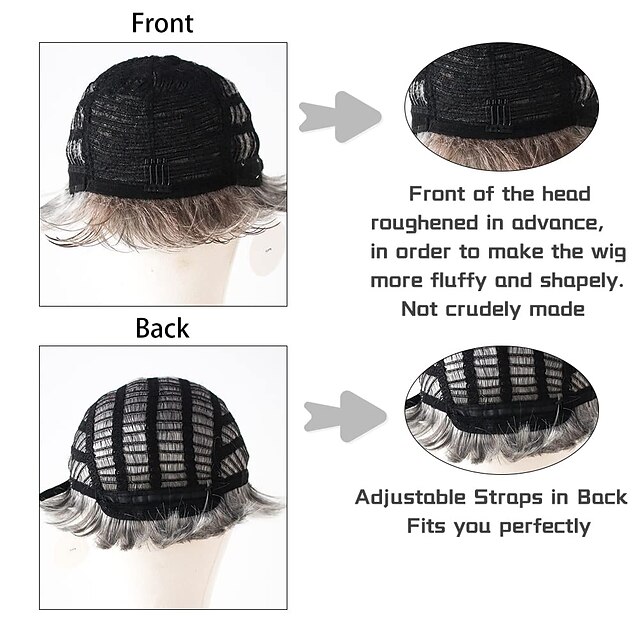 Mens Grey Wigs Realistic Short Fluffy Layered Natural Looking Wig Mens Short Wig Straight Silver