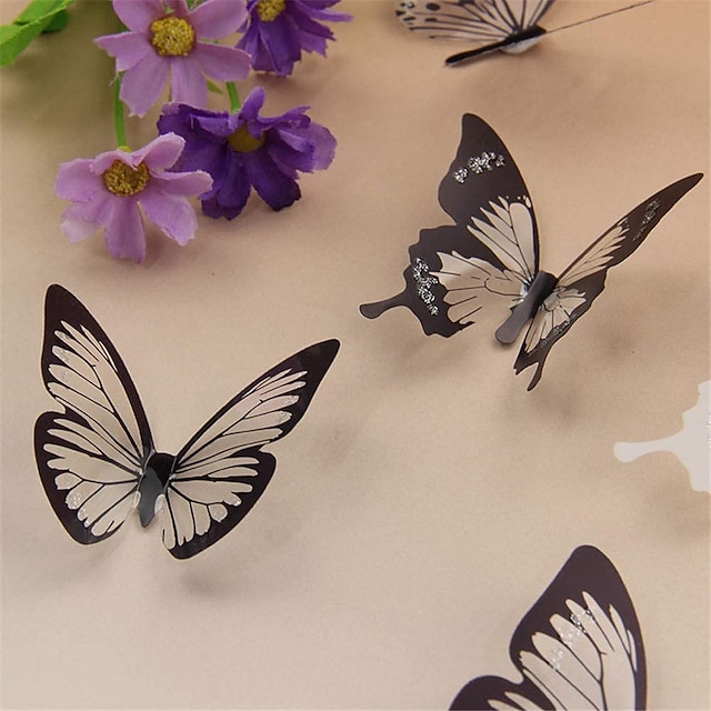 Home & Garden Home Decor | 5sets 18pcs/set Black and White Crystal Butterflies Wall Sticker For Kids Rooms Art Mural Refrigerato