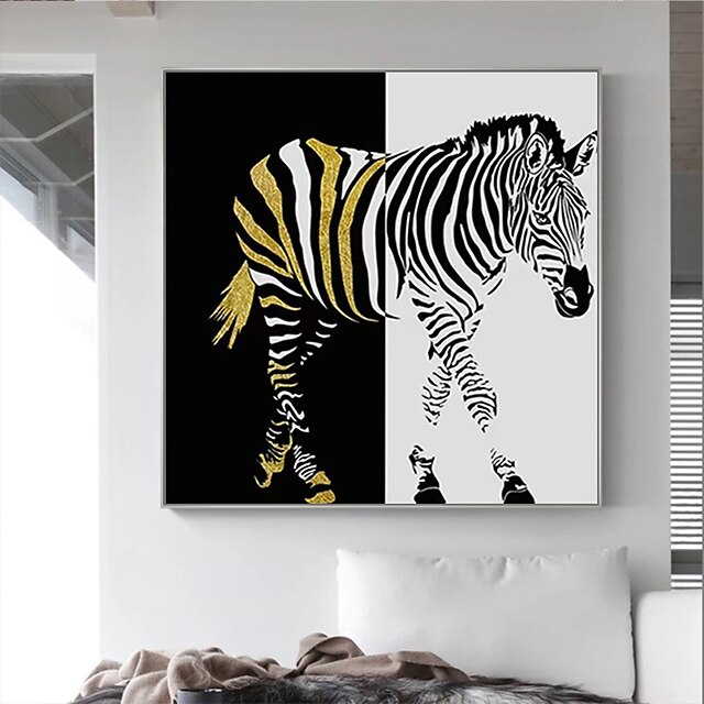 Home & Garden Wall Art | Oil Painting Hand Painted Square Animals Pop Art Modern Stretched Canvas / Rolled Canvas - YG32980