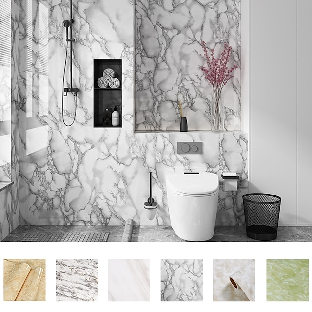  Marble Wallpaper Wall Covering Sticker Film Self Adhesive Marble Peel and Stick Removable Vinyl PVC Home Décor 300x60cm/118''x24''