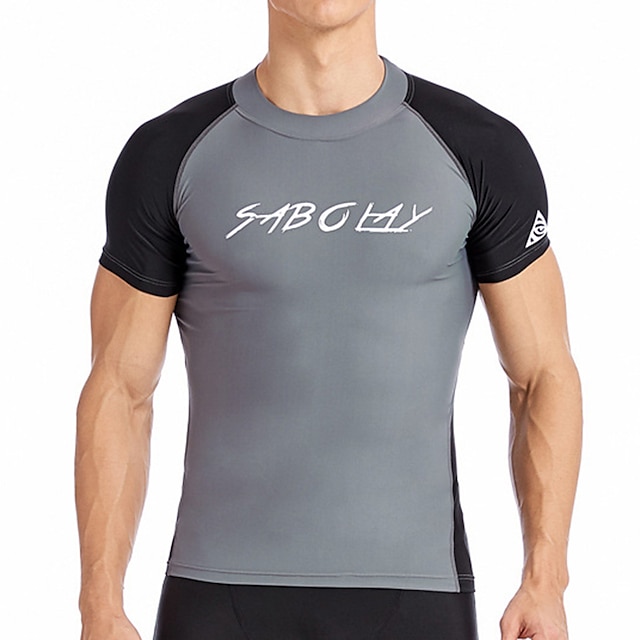 Sports & Outdoors Surfing, Diving & Snorkeling | Mens Rash Guard Swim Shirt UV Sun Protection UPF50+ Quick Dry Short Sleeve Sun 