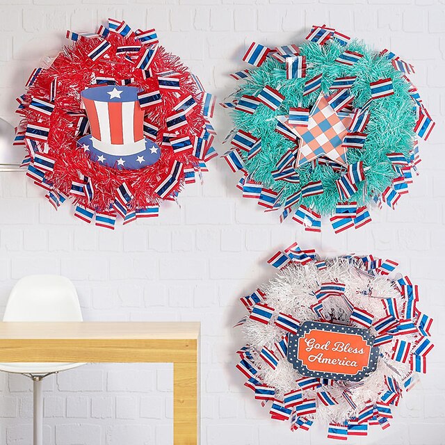 Home & Garden Home Decor | American Holiday Top Wreath God Bless America Scene Layout Wreath - XM02022