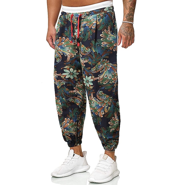 Mens Clothing Mens Bottoms | Mens 3D Print Ethnic Style Chinos Print Pants Streetwear Stretchy Graphic Prints Sports Mid Waist G