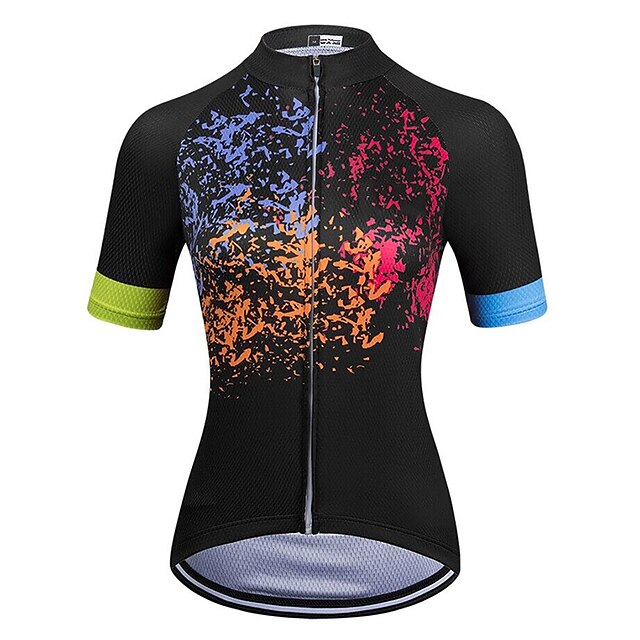  21Grams Women's Cycling Jersey Short Sleeve Bike Top with 3 Rear Pockets Mountain Bike MTB Road Bike Cycling Breathable Quick Dry Moisture Wicking Black Graffiti Spandex Polyester Sports Clothing