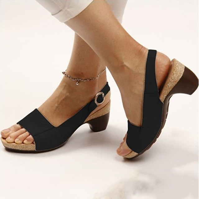  marinblå slingback wedge sandaler för kvinnor med öppen tå och spänne - bekväma sommarskor