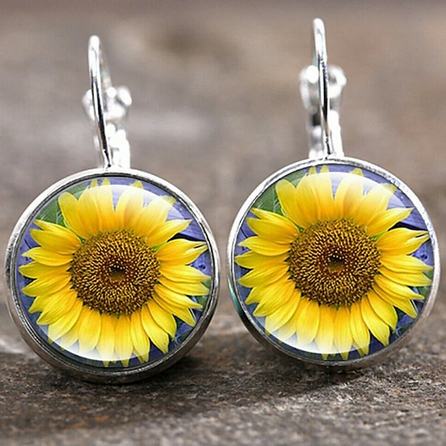 Women's Earrings Textured Street Sunflower Earring4