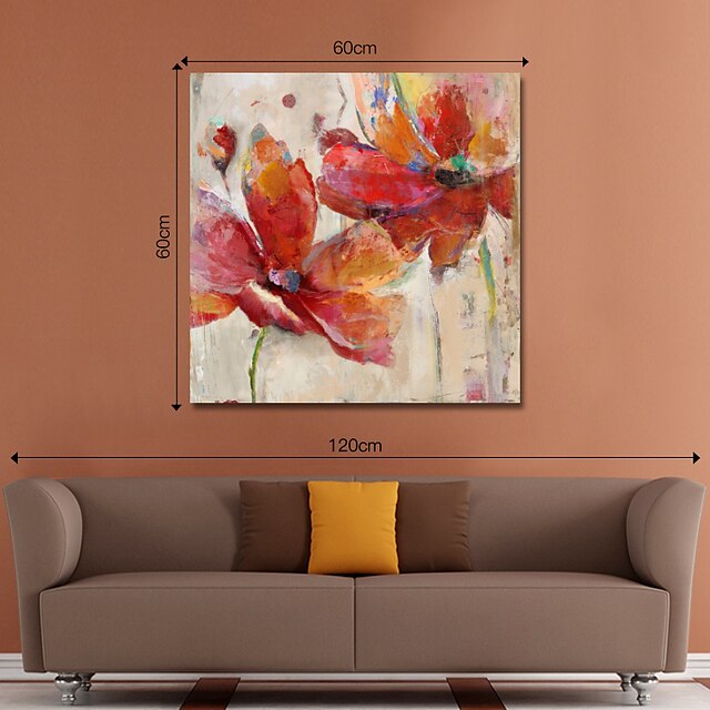 Home & Garden Wall Art | Oil Painting Handmade Hand Painted Wall Art Abstract Red Flowers Canvas Painting Home Decoration Decor 