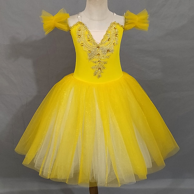  Balett Tutu ruha Ruha Strasszkő Csipke Hímzés Lány Teljesítmény Edzés Ujjatlan Magas Poliészter Háló
