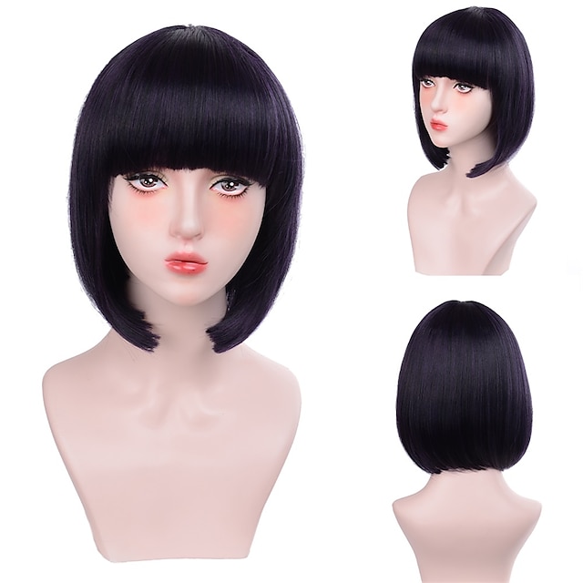 Beauty & Hair Wigs & Hair Pieces | Short Straight Bob Wigs With Bangs Synthetic Wigs For Women Pink Red Black Wigs Lolita Cospla