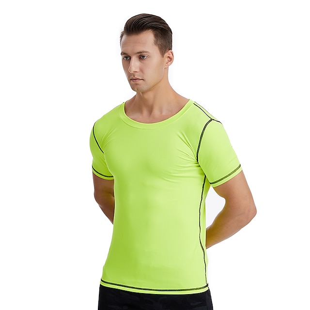 Sports & Outdoors Running, Jogging & Walking | Mens Crew Neck Yoga Top Solid Color Green White Yoga Fitness Gym Workout Tee Tshi