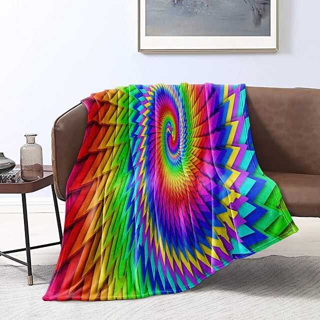 Home & Garden Home Textiles | Colorful Tie-dyed Blanket Soft Cozy Fleece Fall Throw Blanket for Bed Sofa Outdoor Lightweight Fla